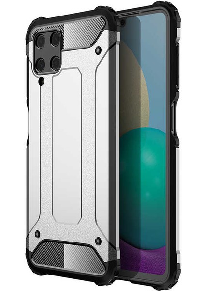 - Samsung Galaxy A22 4G - Kılıf Çift Katman Zırh Tank Crash Military Kapak - Gri - T17955