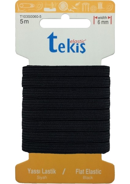 8 Mm Siyah Yassı Lastik - 5 Metre