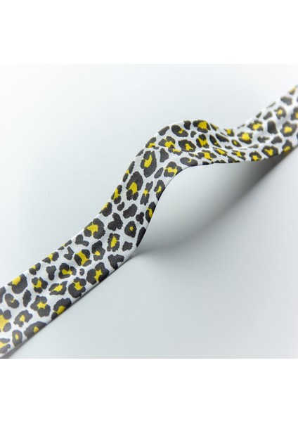 2 Cm Desenli Biye - Leopar Sarı Koton Biye - 5 Metre