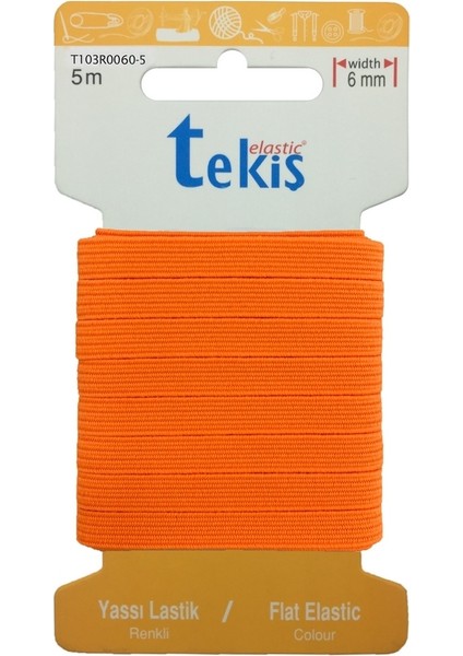 10 Mm Neon Turuncu Yassı Lastik - 5 Metre