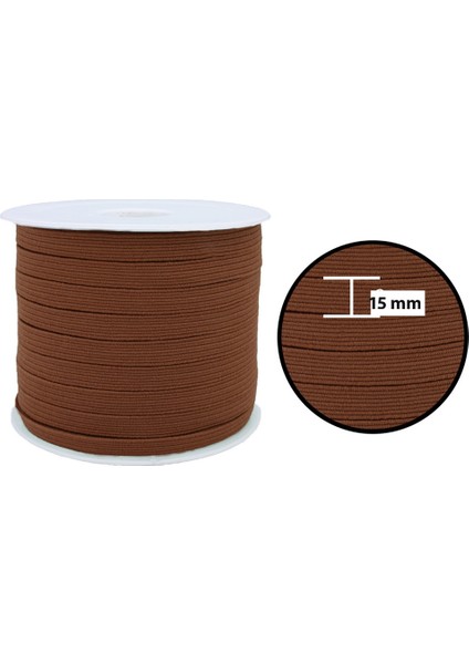 15 Mm Kahve Yassı Lastik - 50 Metre