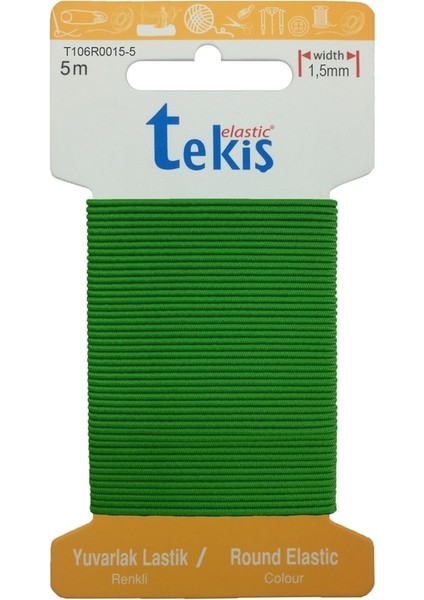 1.5 Mm Yeşil Şapka Lastiği - 20 Metre - Yuvarlak Lastik