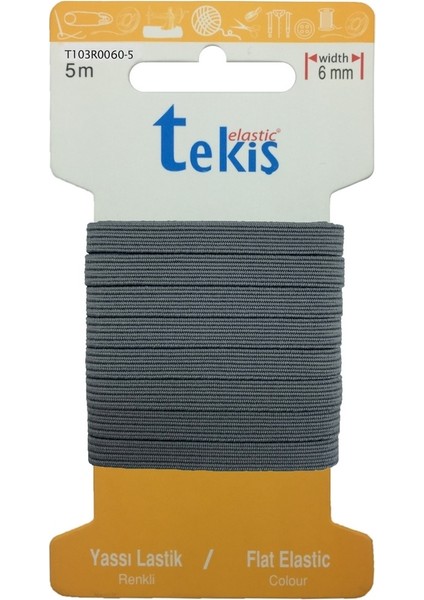 8 Mm Gri Yassı Lastik - 5 Metre