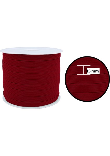 15 Mm Bordo Yassı Lastik - 50 Metre