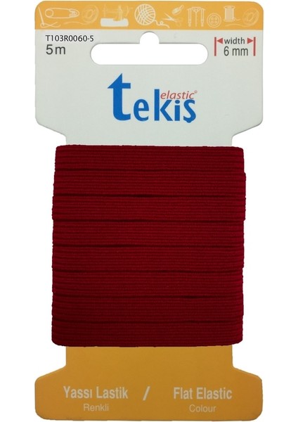 10 Mm Bordo Yassı Lastik - 5 Metre