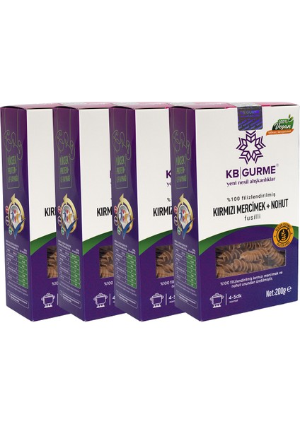 Glutensiz & Vegan Kırmızı Mercimek + Nohut 200 gr 4'lü