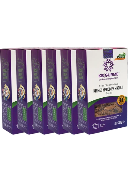 Kb Gurme Glutensiz & Vegan Kırmızı Mercimek + Nohut 200 gr 6'lı