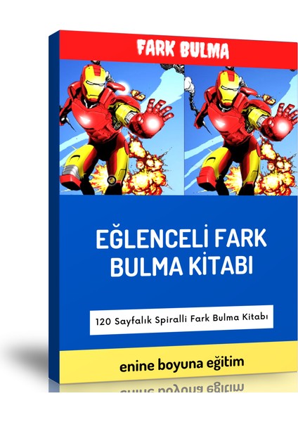 Enine Boyuna Eğitim Eğlenceli Fark Bulma Kitabı (Spiralli)