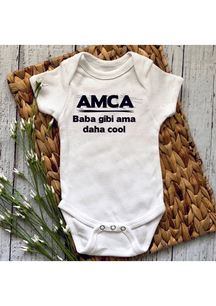 Amca Baba Gibi Ama Daha Cool Baskılı Bebek Body Zıbın