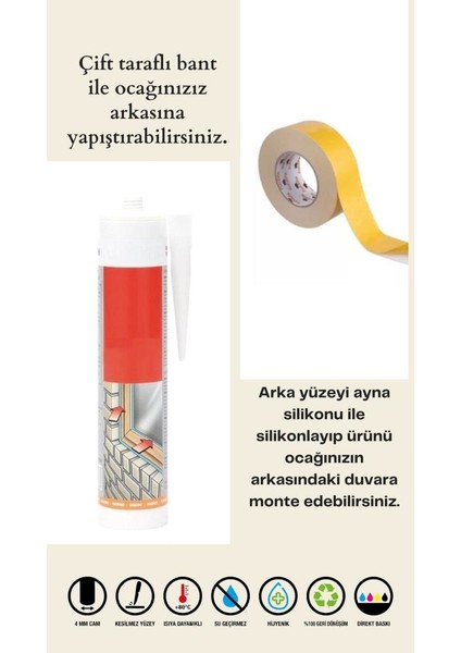 60 x 70 cm Ayna Desenli Cam Ocak Arkası Koruyucu modelleri