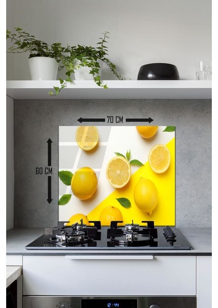 60 x 70 cm Limon Desenli Cam Ocak Arkası Koruyucu fiyatları