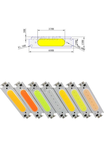 Cob LED Çip Turuncu 12V 2W 6015 Pcb Bord Dıy Işık Kaynağı