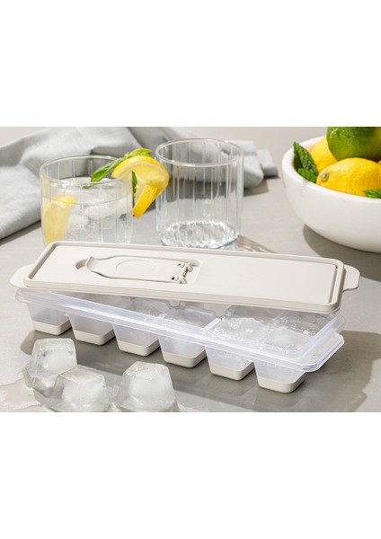 Simply Plastik Kapaklı Buz Kalıbı 8,9X25,3X3,9 cm Bej