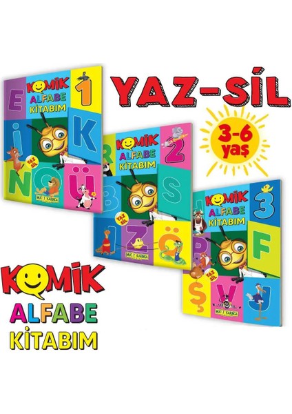3-6 Yaş Yaz-Sil Komik Alfabe Kitabım Seti Mucit Karınca