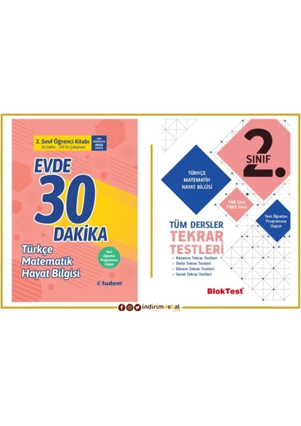 Tudem Yayınları 2. Sınıf Tüm Dersler Tekrar Testler + Evde 30 Dakika TDM2SET1