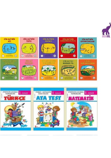 Cin Ali 10'Lu Kitap Seti + 1. Sınıf Etkinlik Çalışma Yaprakları Seti 3 Kitap