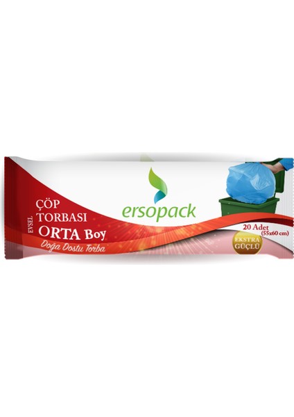 Evsel Orta Boy Çöp Torbası 55X60 cm 50 Rulo 1000'li Çöp Poşeti