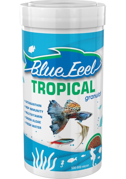 Guppy Mix Granules 250ML + Bluefeel Tropical 250ML + Lotus Spirulina Garlic 100ML Kutu