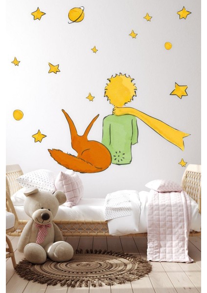 Küçük Prens ve Sarı Yıldızlar Çocuk Bebek Odası Sticker Seti