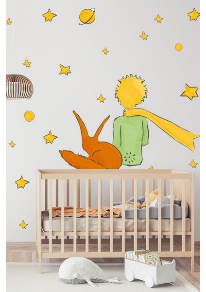 Küçük Prens ve Sarı Yıldızlar Çocuk Bebek Odası Sticker Seti fiyatları