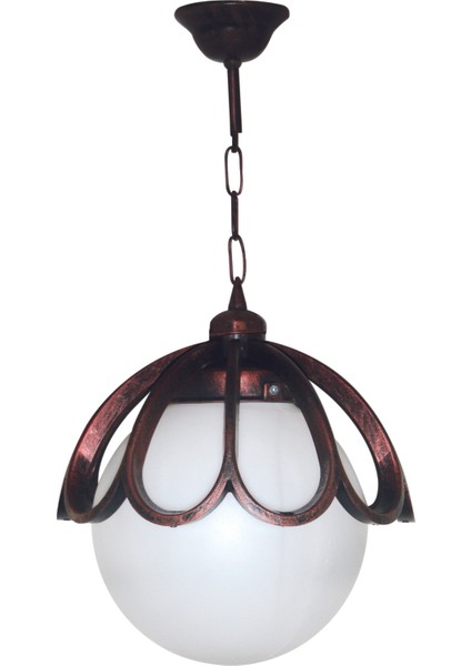 Zincirli Yarım Çiçek Dış Mekan Bahçe Aydınlatma Armatürü Bakır Rg