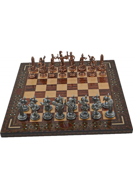 Gifthome Metal Satranç Takımı/seti; Orta, Yunan, Antik Taş ve Gül Düz Masif Satranç Tahtası fırsatları