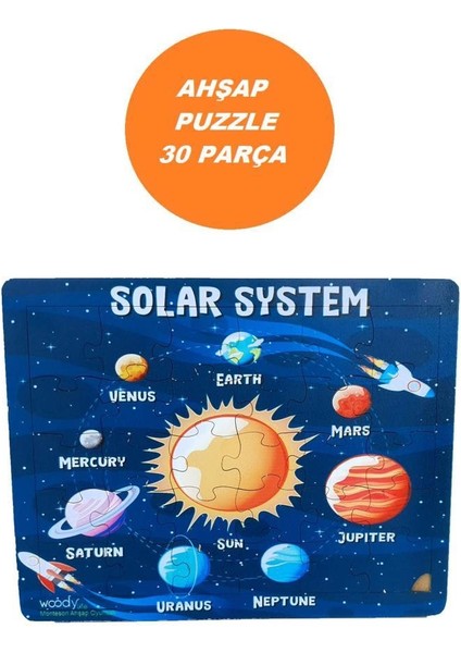 Woodylife Güneş Sistemi Gezegenlar 30 Ahşap Puzzle Yapboz Eğitici Çocuk Oyuncak