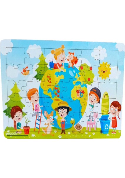 Woodylife Dünya Çocukları 30 Ahşap Puzzle Yapboz Eğitici Çocuk Oyuncak