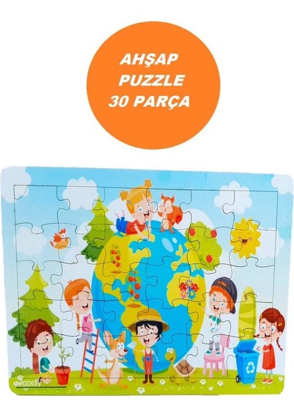 Woodylife Dünya Çocukları 30 Ahşap Puzzle Yapboz Eğitici Çocuk Oyuncak