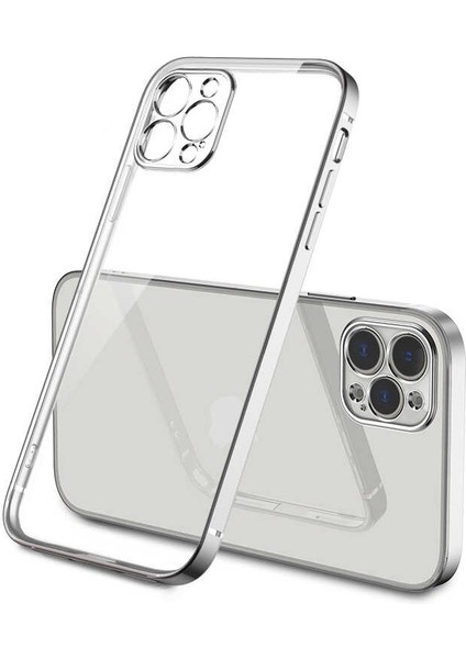 - iPhone 12 Pro Max - Kılıf Arkası Şeffaf Kenarı Electroplating Gbox Kapak
