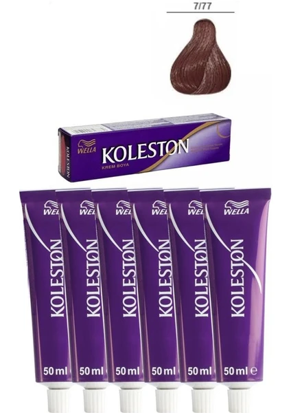 Koleston Kalıcı Krem Saç Boyası 7/77 Işıltılı Kahve X6