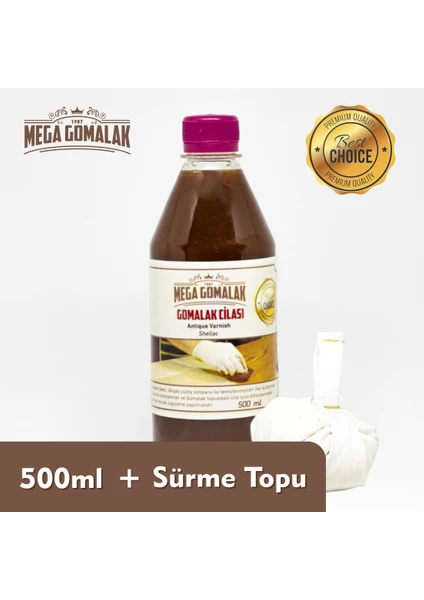 Mega Gomalak Doğal Ceviz Ahşap Cilası Gomalak 500 ml  Sürme Topu