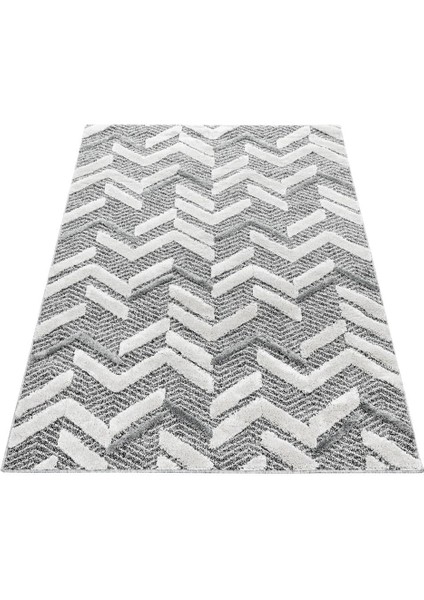 Modern Dekoratif Bukleli kabartmalı 3 boyutlu Zigzag Desenli Gri Oturma odası Salon Halısı