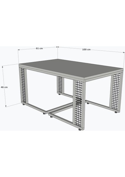 Sivas Gözde Mobilya Ferforje Ahşap Tarz 4 C Zigonlu Orta Sehpa 100X46X61CM