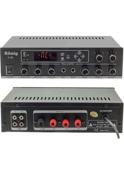 K-80 2 Bölgeli 80 Watt Hat Trafolu Stereo Amfi