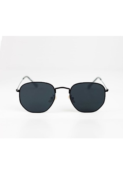 Altıgen Unisex Güneş Gözlüğü (Siyah - Siyah)