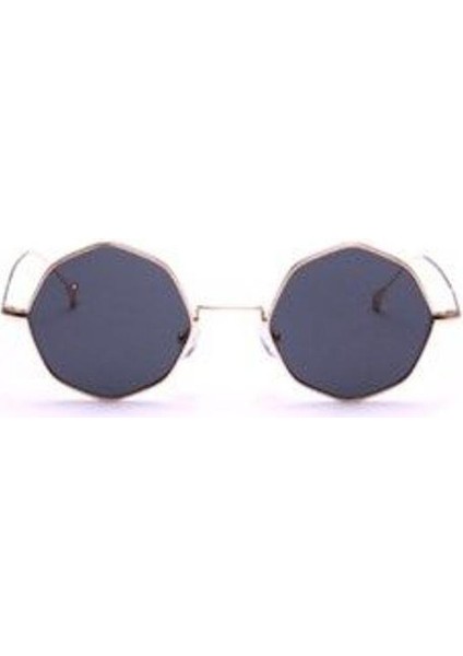 Sekizgen Retro Unisex Güneş Gözlüğü (Siyah)