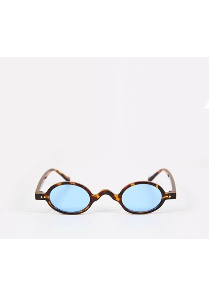 Minimal Vintage Retro Oval Kemik Unisex Güneş Gözlüğü (Leopar - Mavi) fiyatları