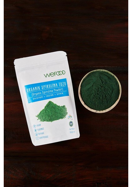 Organik Glütensiz Vegan Katkısız Spirulina Tozu 100 gr