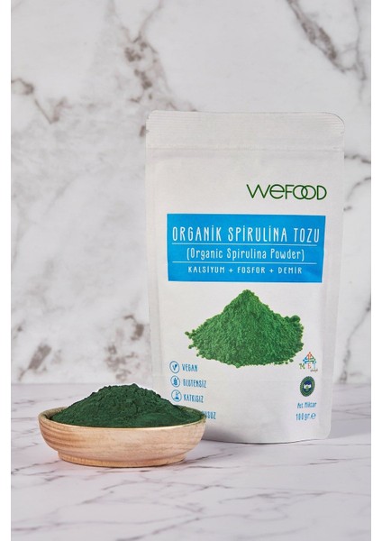 Organik Glütensiz Vegan Katkısız Spirulina Tozu 100 gr