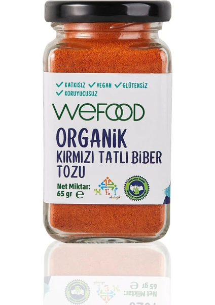 Organik Glütensiz Vegan Katkısız Kırmızı Tatlı Biber Tozu 65 gr