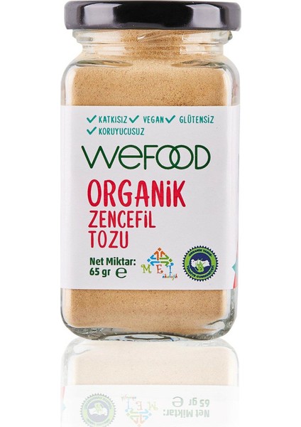 Organik Glütensiz Vegan Katkısız Zencefil Tozu 65 gr