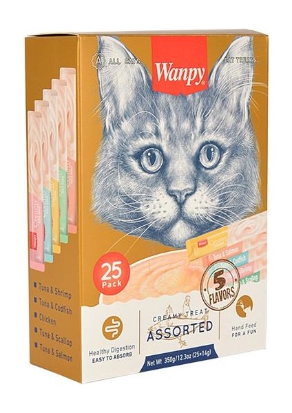Wanpy Karışık Lezzetli Sıvı Kedi Ödülü 25 X14 gr fiyatları