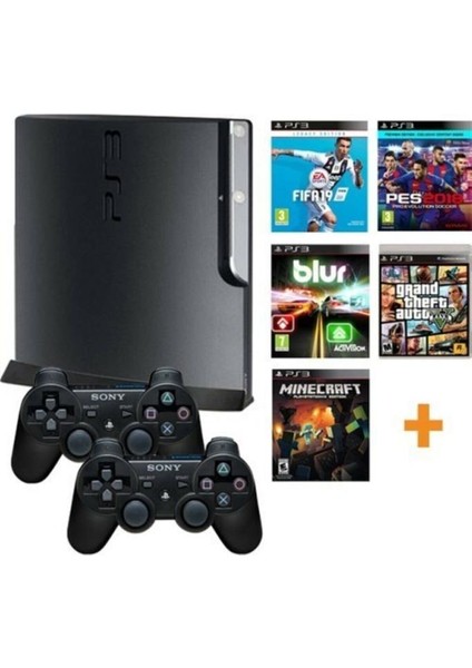 Playstation 3 Slim 500 + 2 Oyun Kolu + 40 Oyun