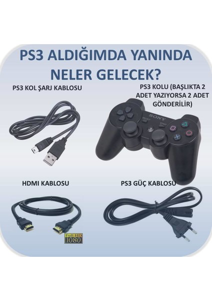 Playstation 3 Slim 500 + 2 Oyun Kolu + 40 Oyun