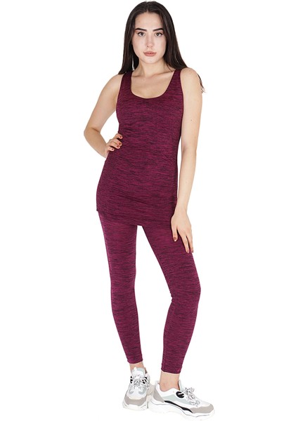 Kadın Fuşya Melanj Seamless Dikişsiz Toparlayıcı Sporcu Atlet Alt Üst Fıtness Takımı fırsatları