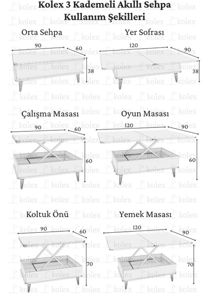 Desensiz 3 Kademeli Akıllı Sihirli Sehpa