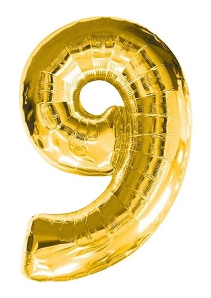 Rakam Folyo Balon Gold Altın Renk Orta Boy 9 Numara