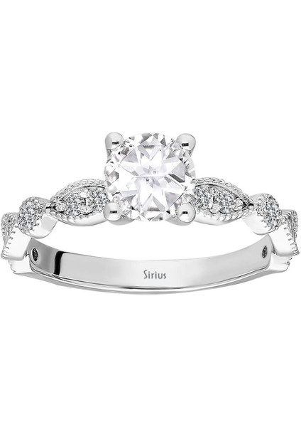 Toplam 1,20 Karat Pırlanta ve Beyaz Topaz Vintage Tektaş Yüzük 0441R0019