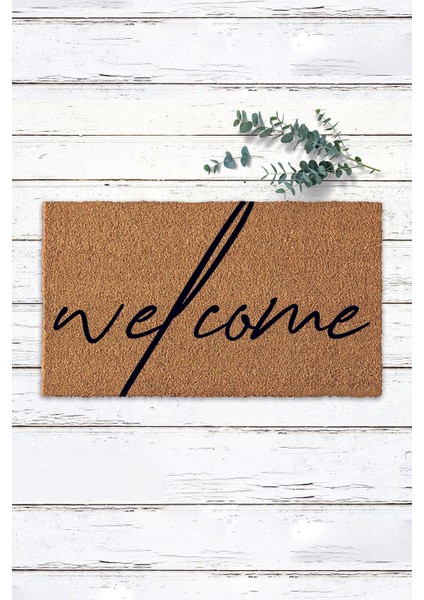 El Yazısı Welcome Tasarımlı Tam Boyut Paspas Ev Giriş Paspası Koko Paspas